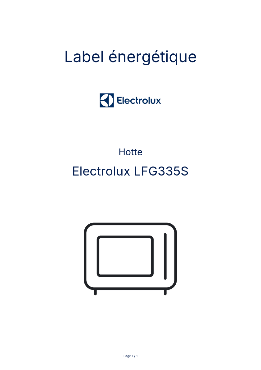 Page n°1 - Label énergétique Electrolux LFG335S