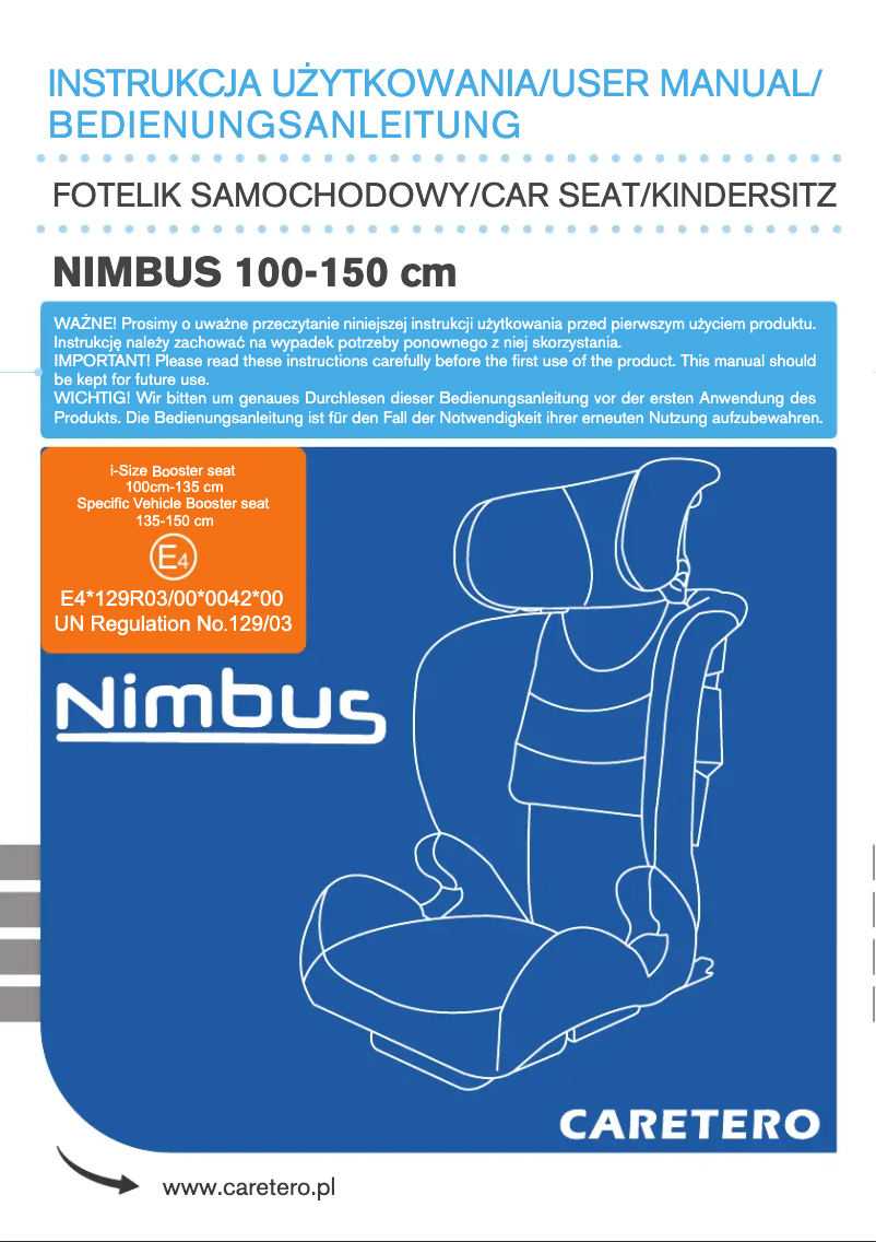 Image de la première page du manuel de l'appareil Nimbus I-Size