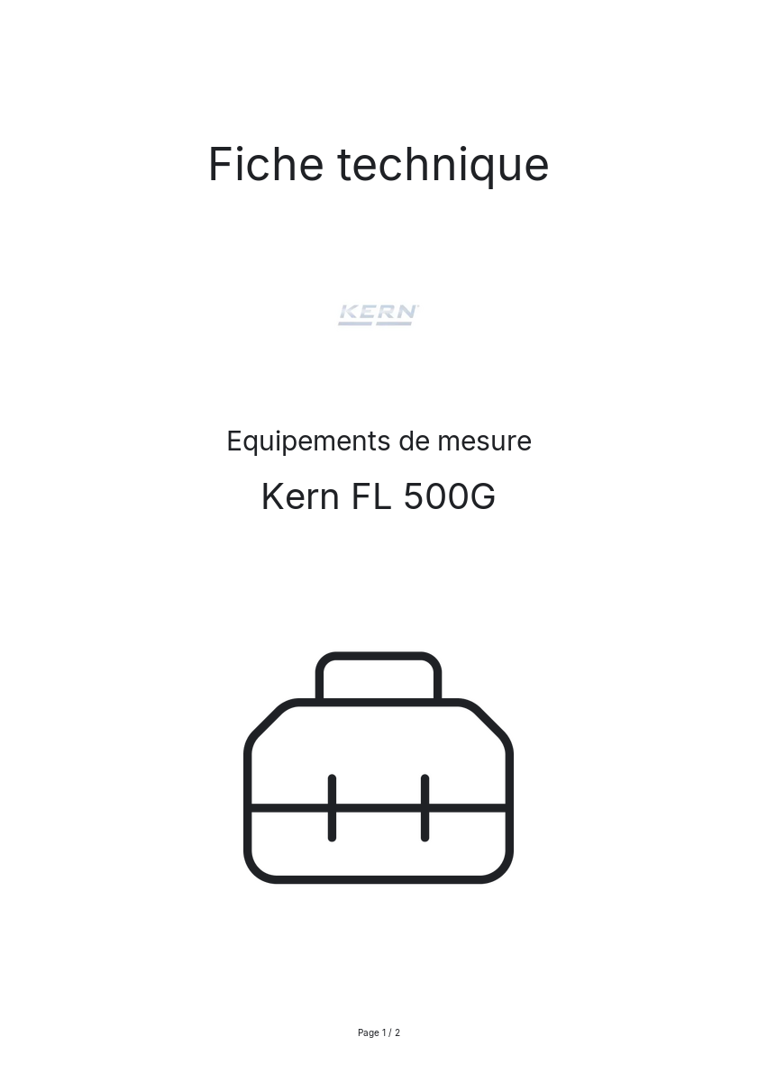 Page n°1 - Fiche technique Kern FL 500G