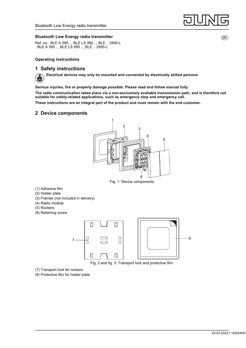 Imagen de la primera página del manual del dispositivo BLEES299