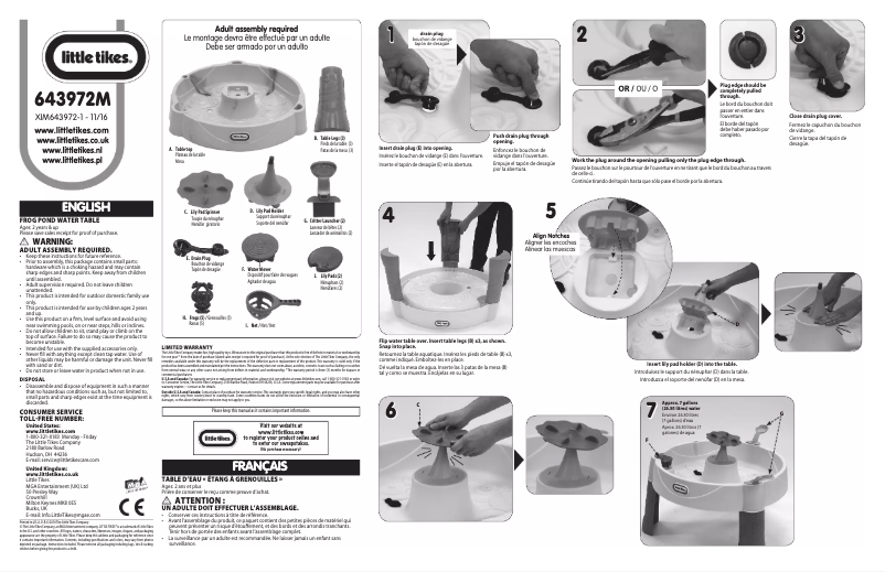 Page n°1 - Manuel utilisateur Little Tikes Frog Pond Water Table