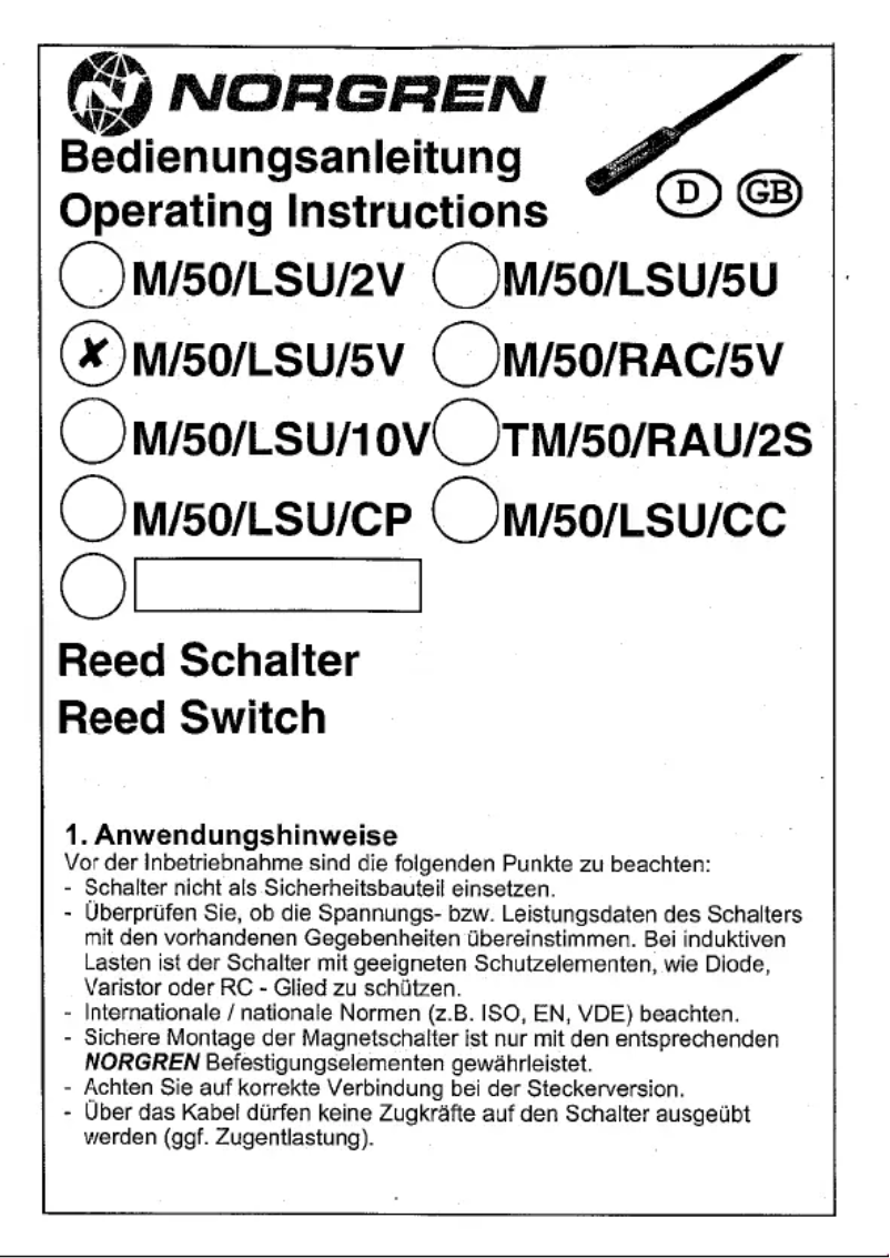 Image de la première page du manuel de l'appareil M/50/LSU/5V