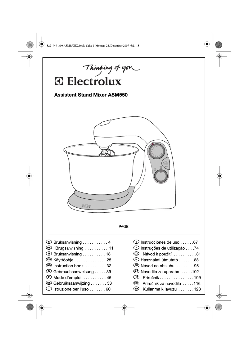 Page 1 de la notice Manuel utilisateur Electrolux ASM 550