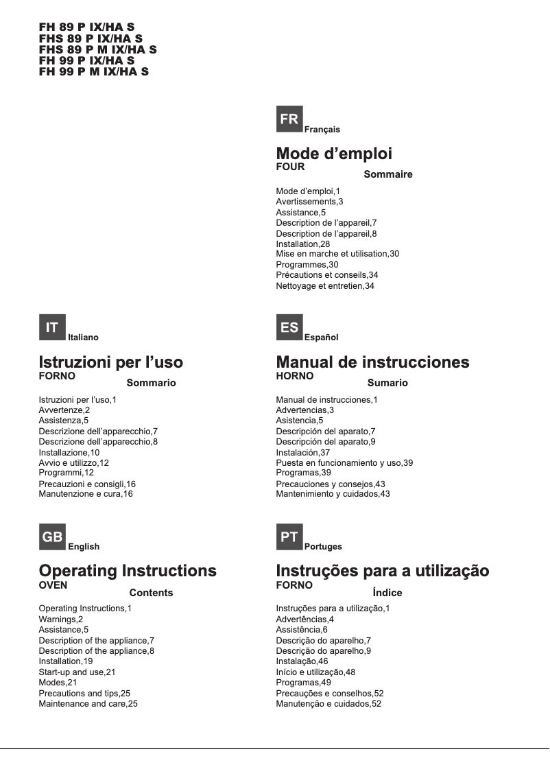 Page n°1 - Manuel utilisateur Hotpoint Ariston FH 89 P (BK)/HA S