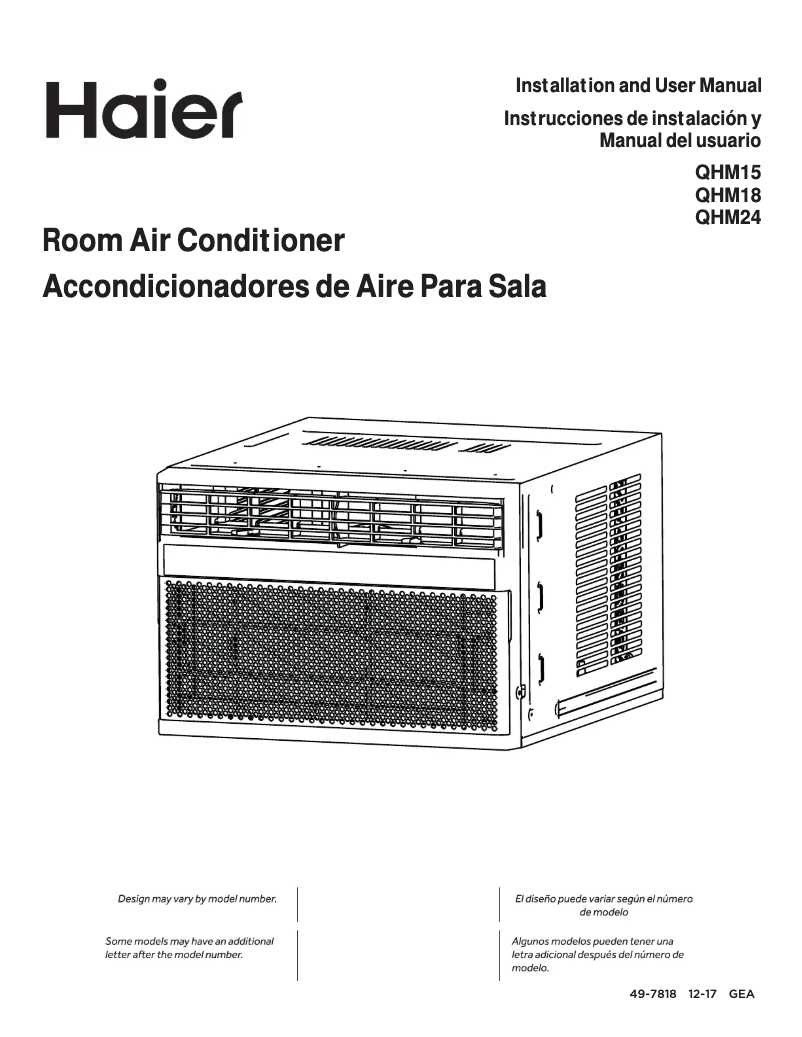 Page 1 de la notice Manuel d'utilisation et d'entretien Haier QHM24