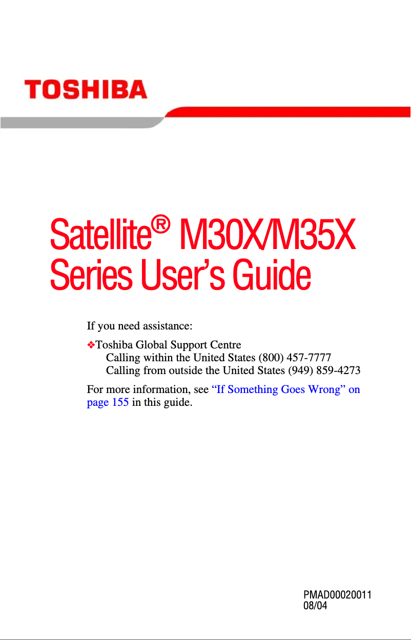 Page n°1 - Manuel utilisateur Toshiba Satellite M35X