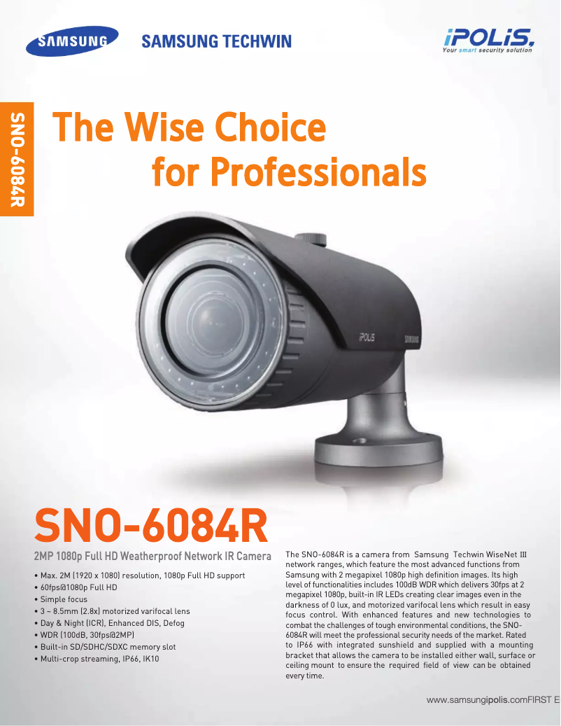 Página 1 del manual Folleto Hanwha SNO-6084R