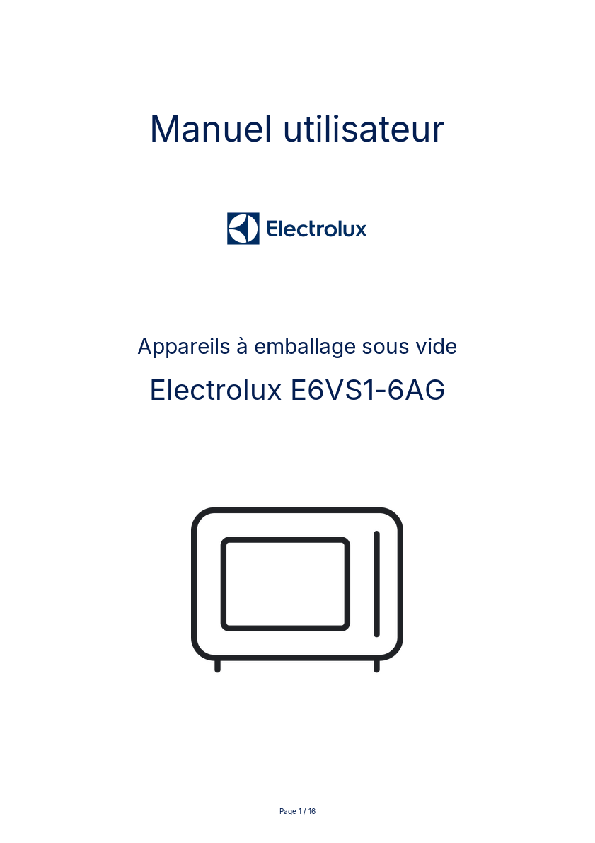 Page n°1 - Manuel utilisateur Electrolux E6VS1-6AG