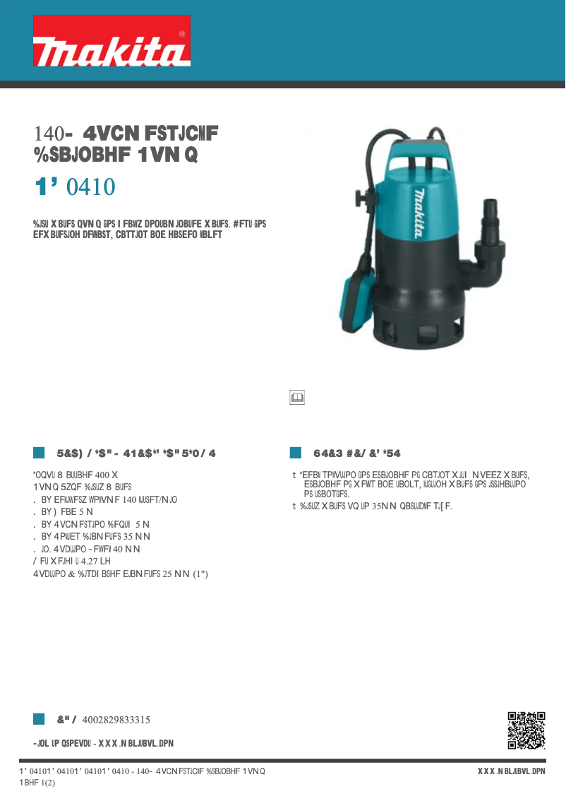 Page 1 de la notice Fiche technique Makita PF0410