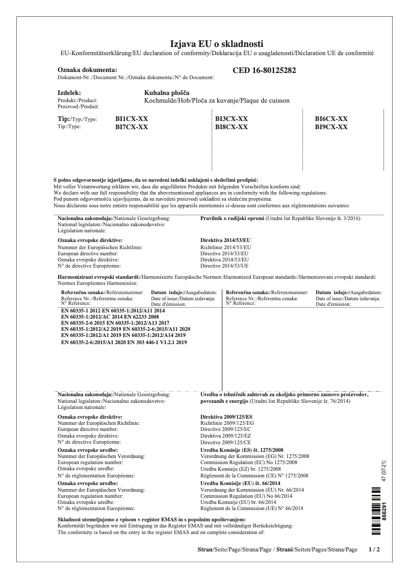 Page 1 de la notice Manuel utilisateur Asko HID654GC