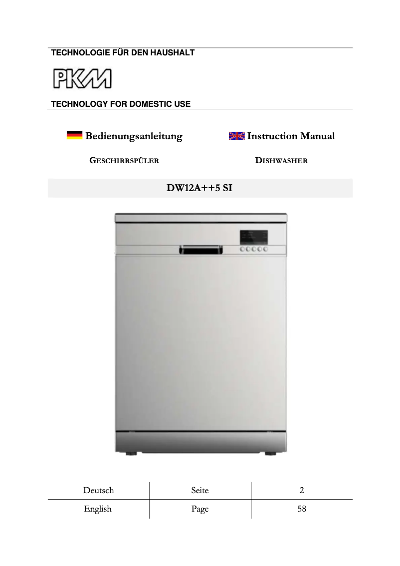 Page 1 de la notice Manuel utilisateur PKM DW12A++5 SI