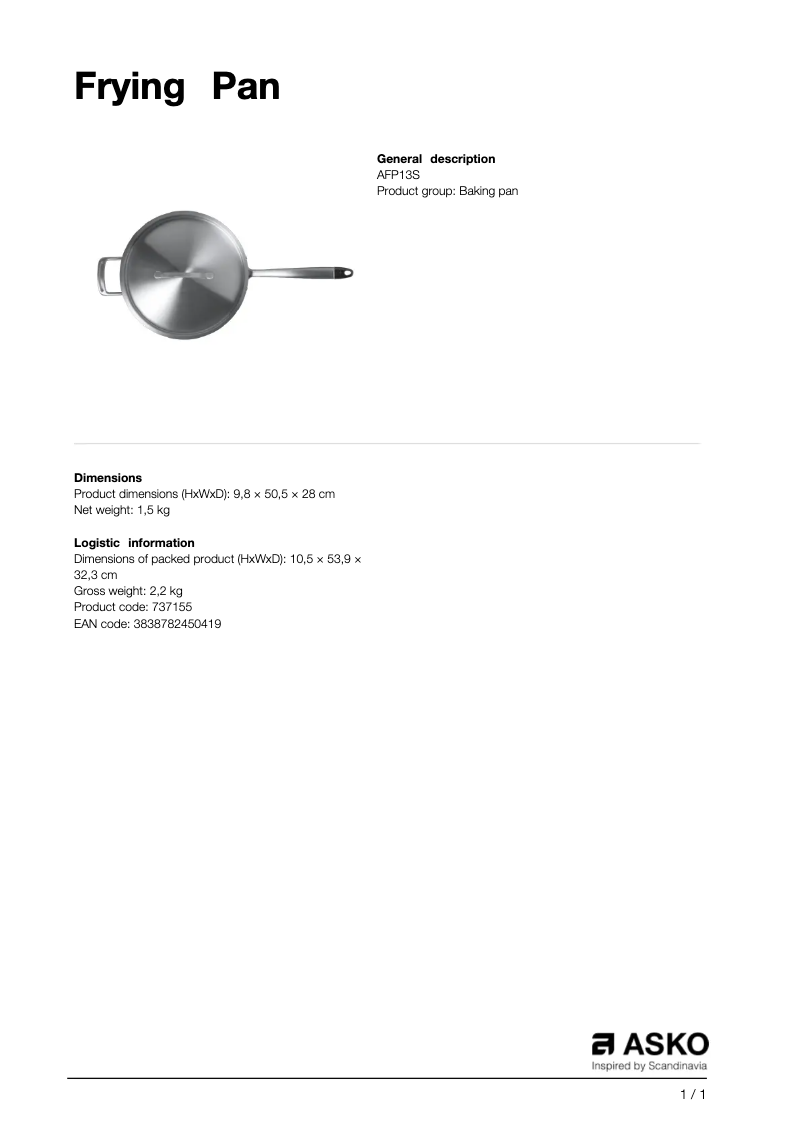 Page n°1 - Manuel utilisateur Asko AFP13S