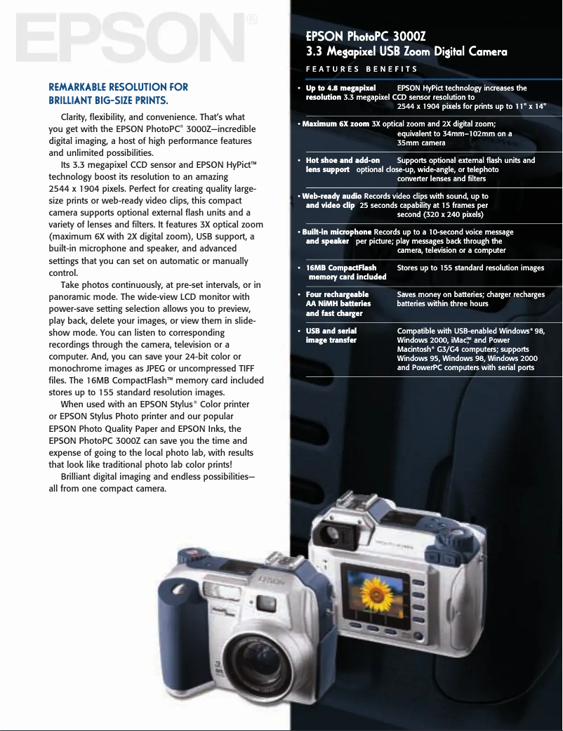 Página 1 del manual Folleto Epson PhotoPC 3000Z