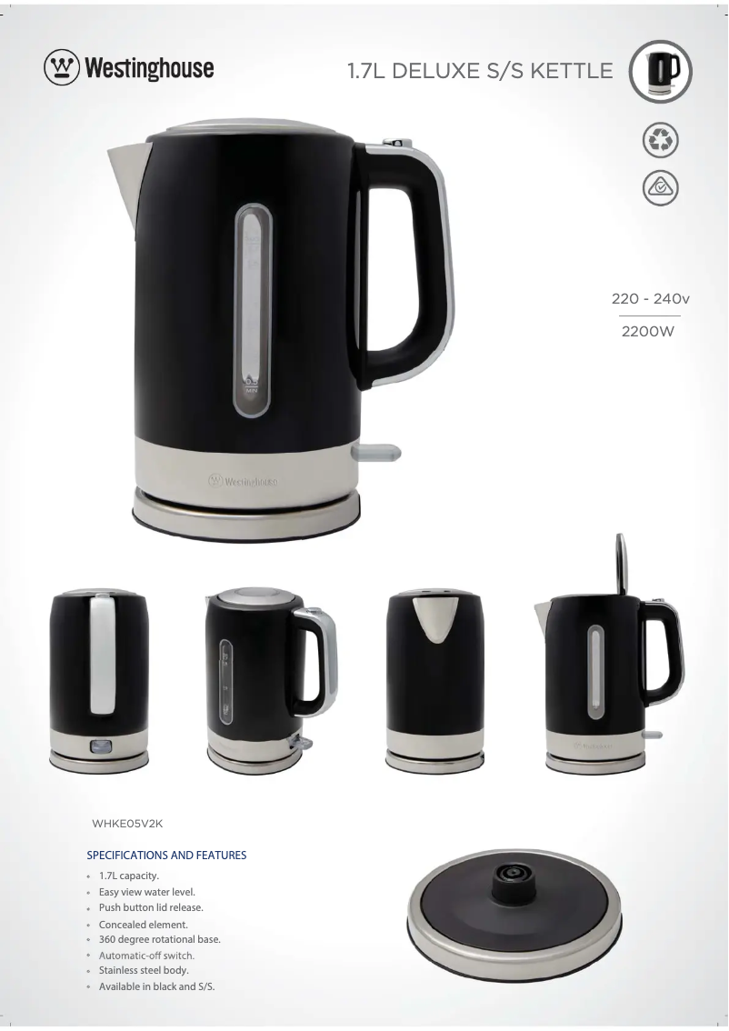 Page n°1 - Fiche technique Westinghouse WHKE05V2K