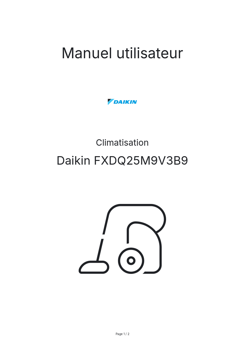 Page n°1 - Manuel utilisateur Daikin FXDQ25M9V3B9