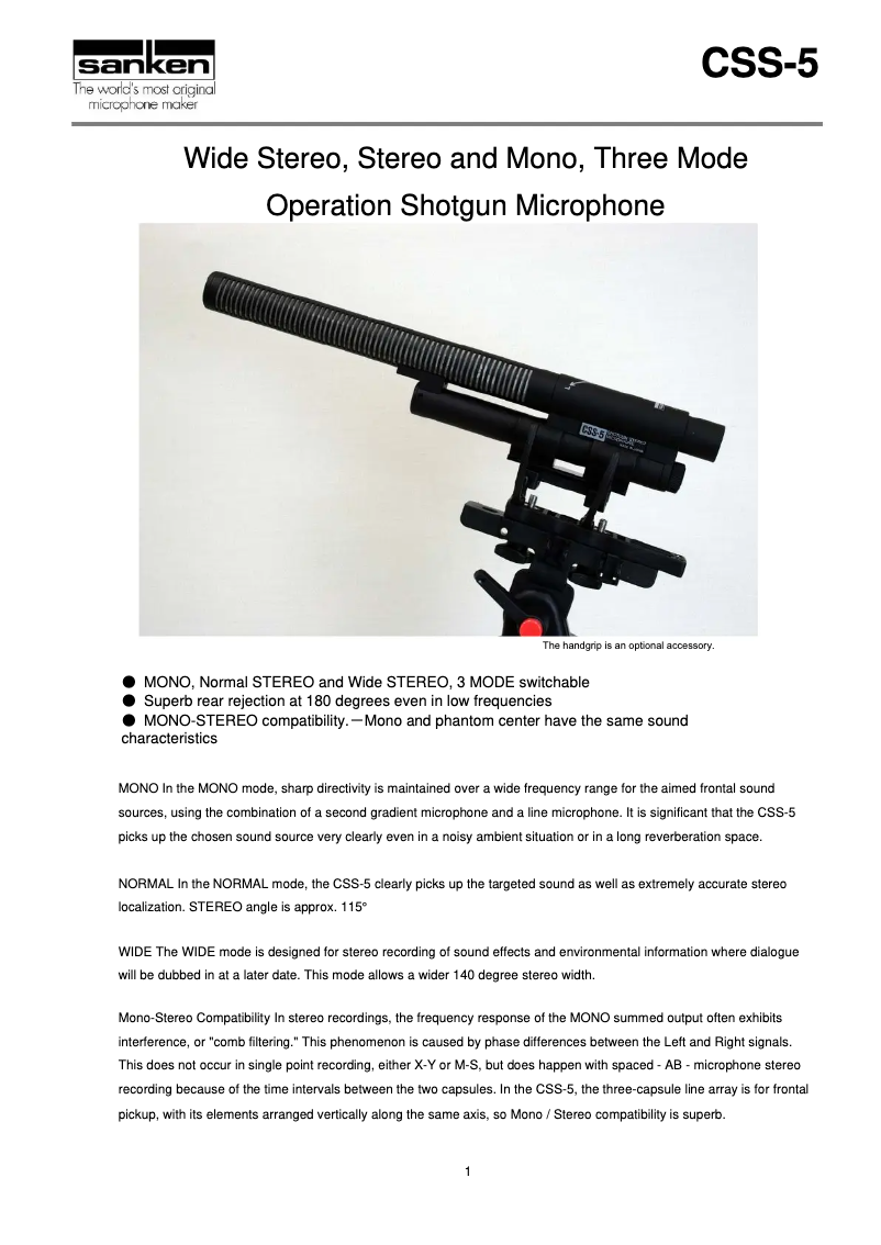 Page n°1 - Manuel utilisateur Sanken CSS-5
