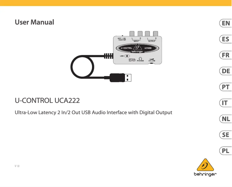 Image de la première page du manuel de l'appareil U-control UCA222