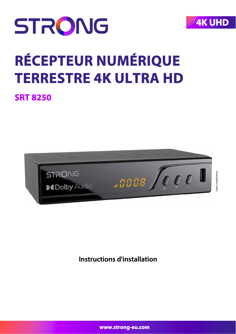 Page 1 de la notice Manuel utilisateur Strong SRT 8250