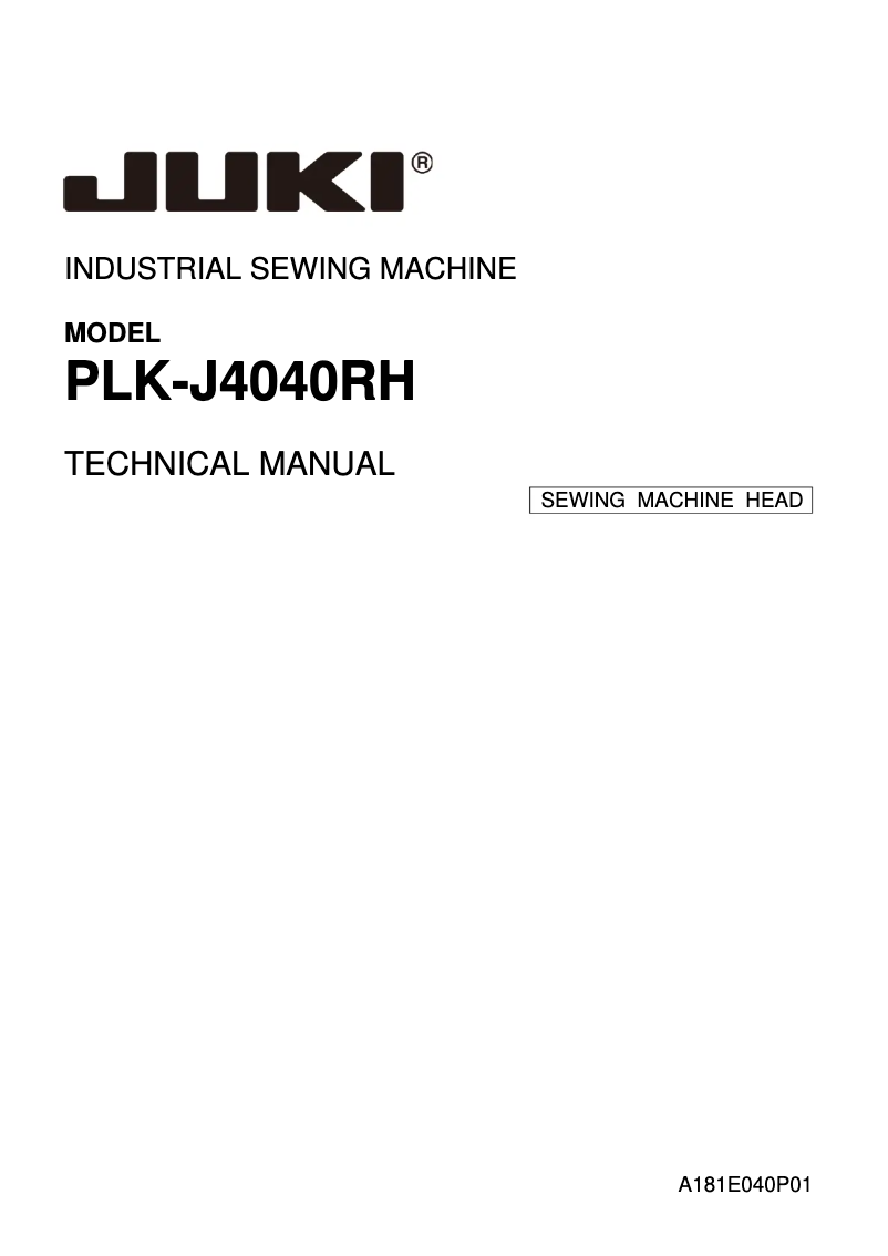 Page n°1 - Manuel utilisateur Juki PLK-J4040RH