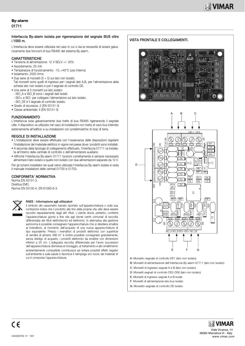 Page 1 de la notice Manuel utilisateur Vimar 01711