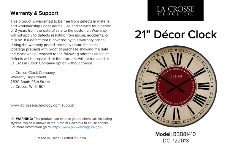 Page 1 de la notice Manuel utilisateur La Crosse Technology BBB81410