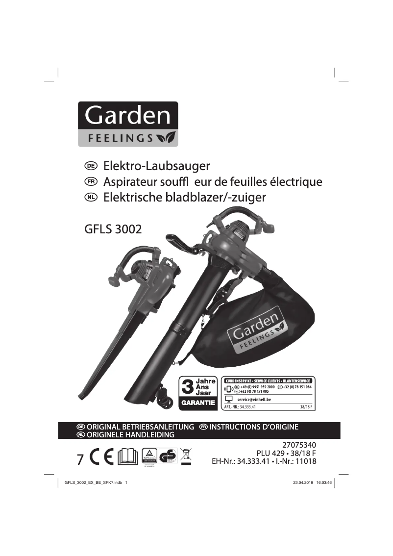 Page 1 de la notice Manuel utilisateur Garden Feelings GFLS 3002