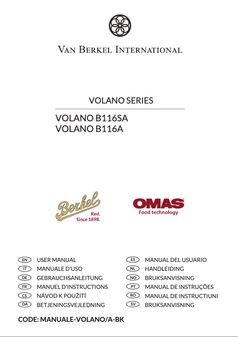 Page n°1 - Manuel utilisateur Berkel B116A
