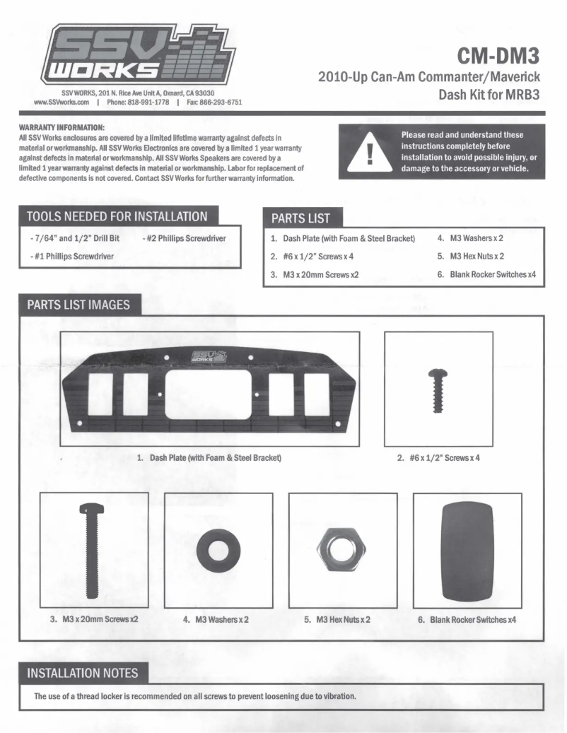 Page 1 de la notice Manuel utilisateur SSV Works CM-DM3