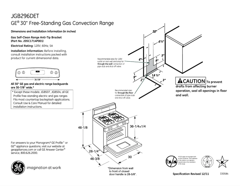 First page image of the manual for JGB296DETBB