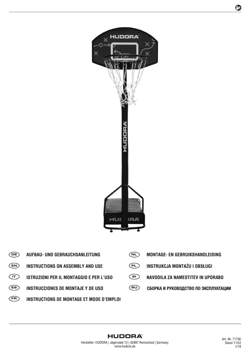 Page 1 de la notice Manuel utilisateur Hudora Playoff 205