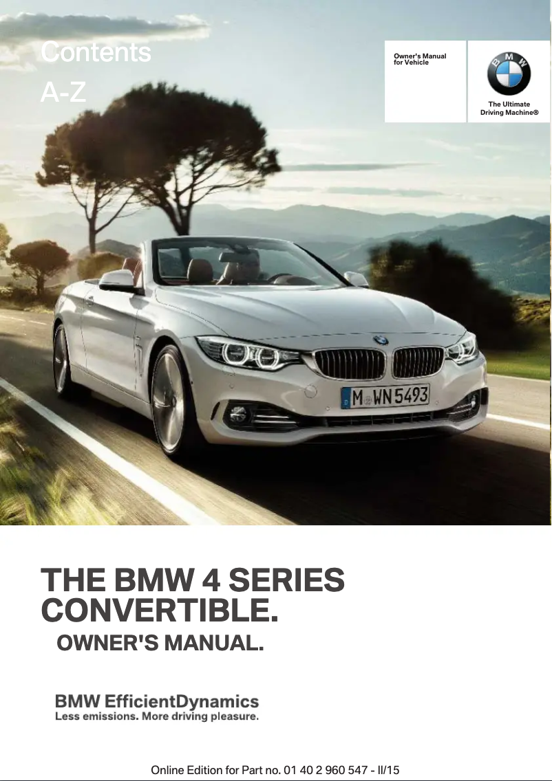 Page 1 de la notice Manuel utilisateur BMW 4 Series Convertible (2016)