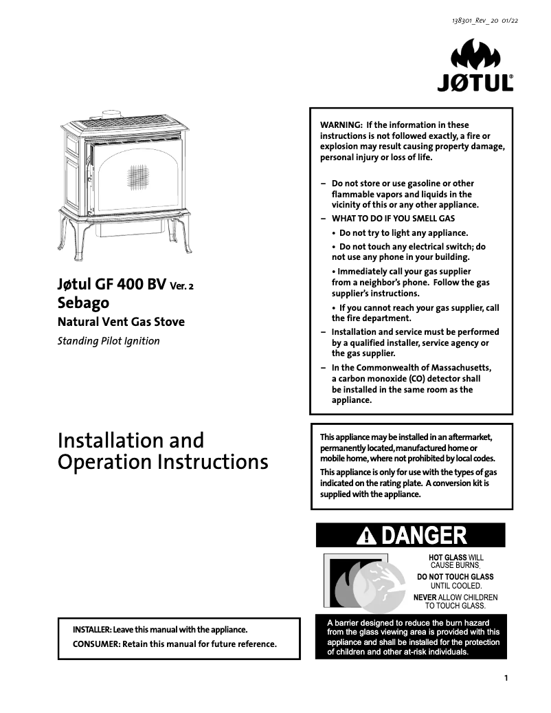 Page n°1 - Manuel utilisateur Jøtul GF 400 BV Sebago