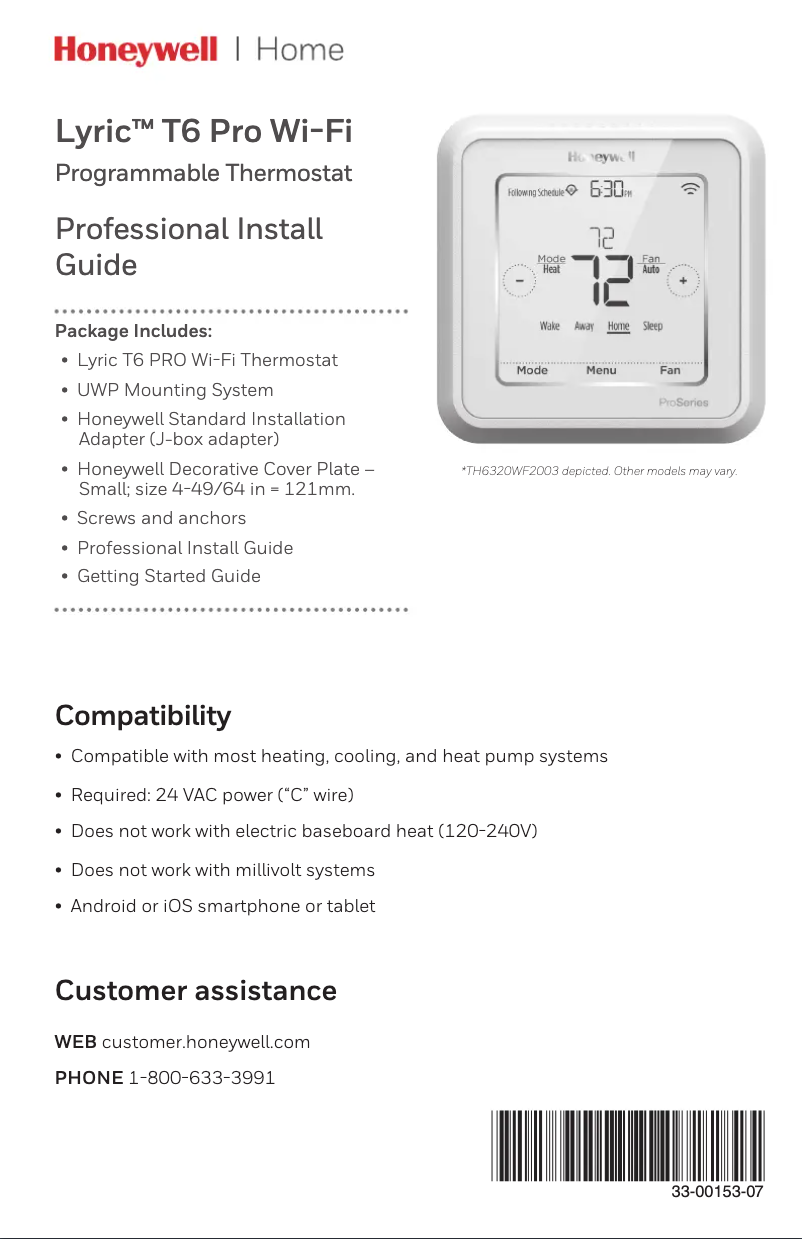 Page 1 de la notice Manuel utilisateur Honeywell Lyric T6