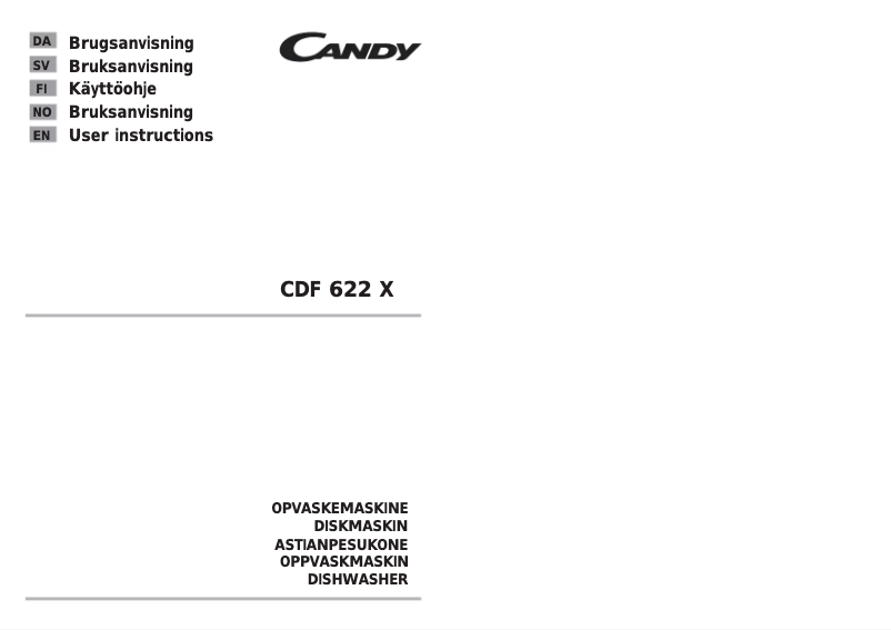 Page n°1 - Manuel utilisateur Candy CDF622X-80