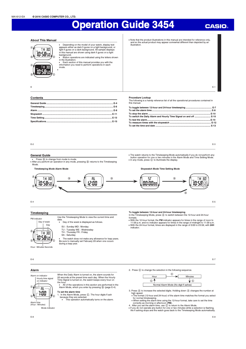 Page 1 de la notice Manuel utilisateur Casio Collection W-217HM-5AVEF
