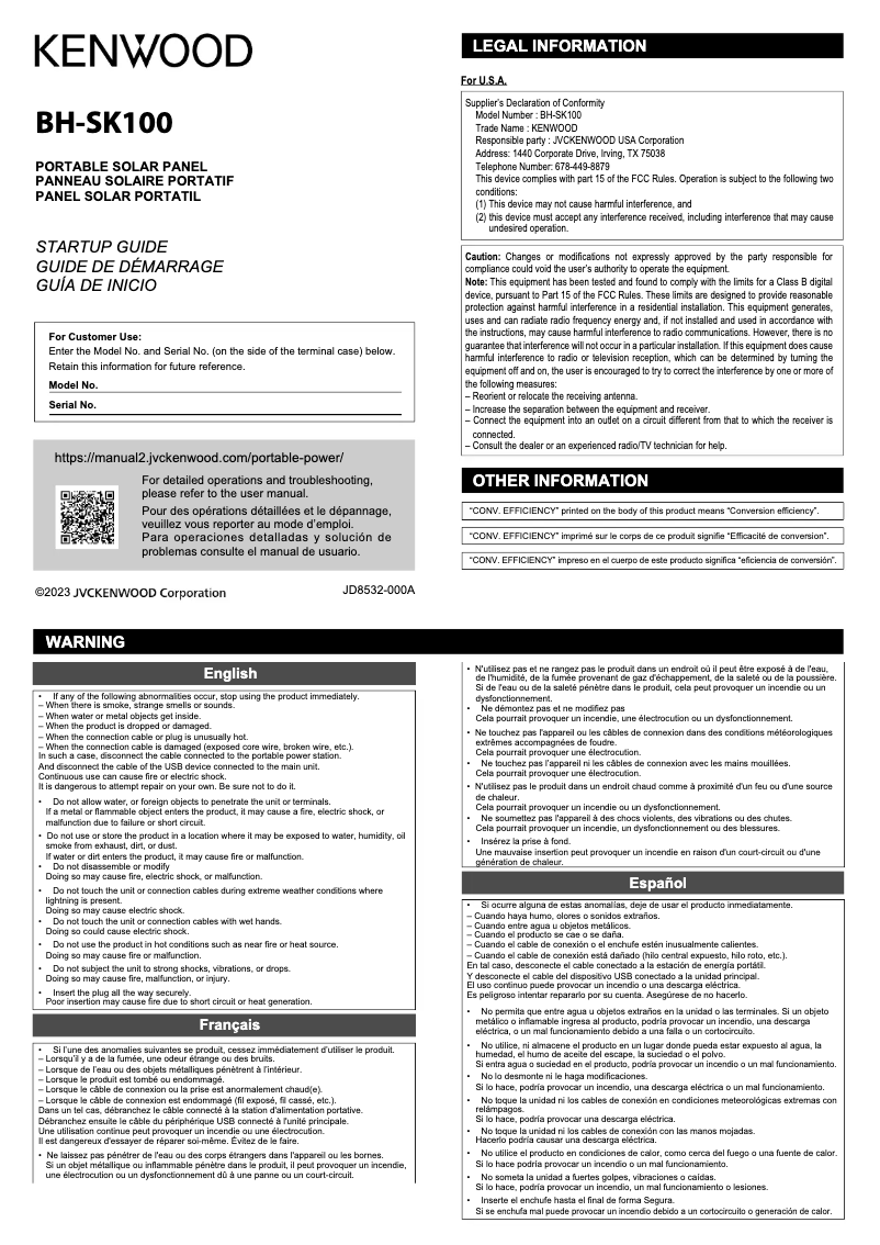 Página 1 del manual Manual de usuario Kenwood BH-SK100
