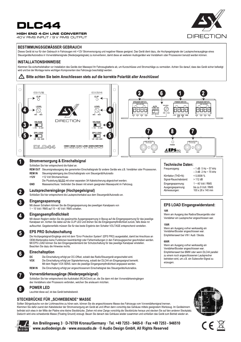 Page n°1 - Manuel utilisateur ESX DLC44