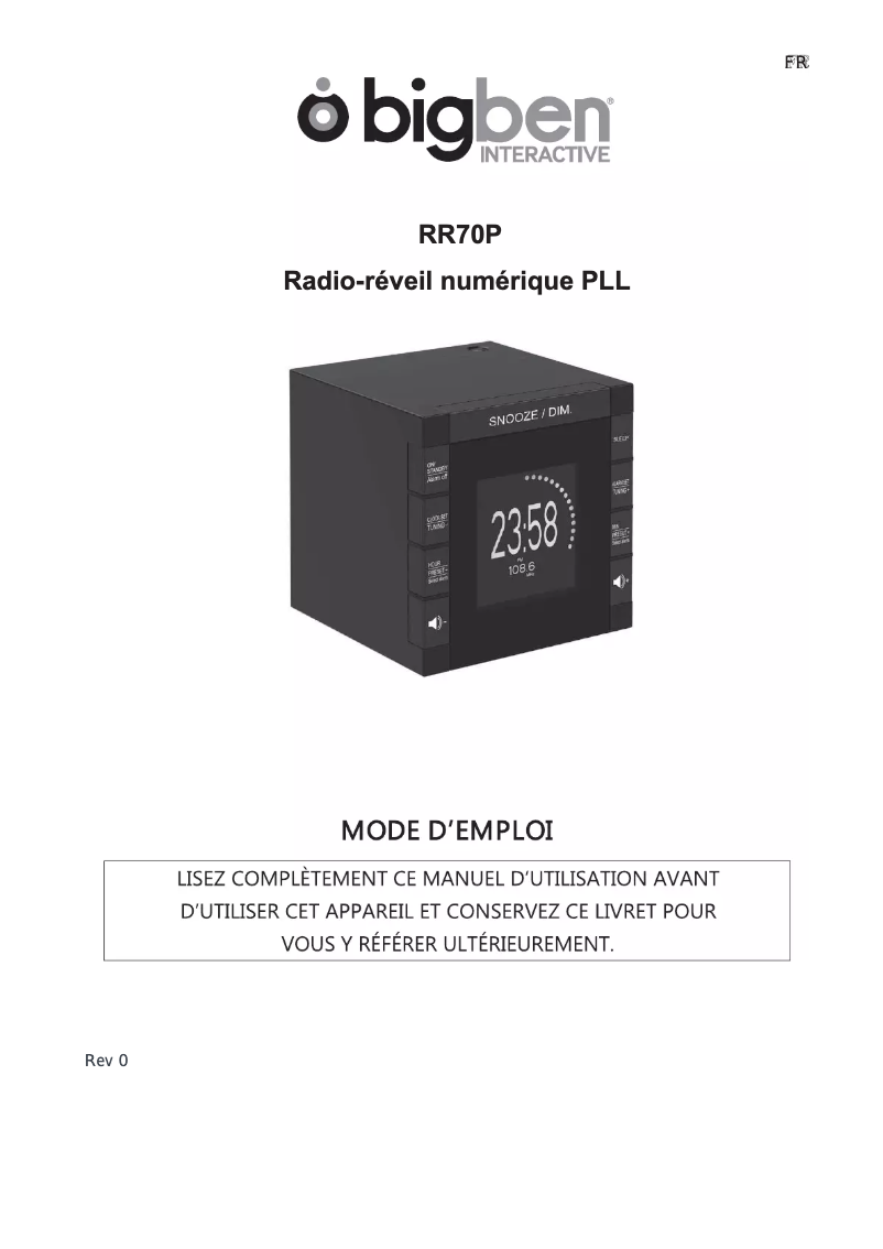 Image de la première page du manuel de l'appareil RR70PARMY