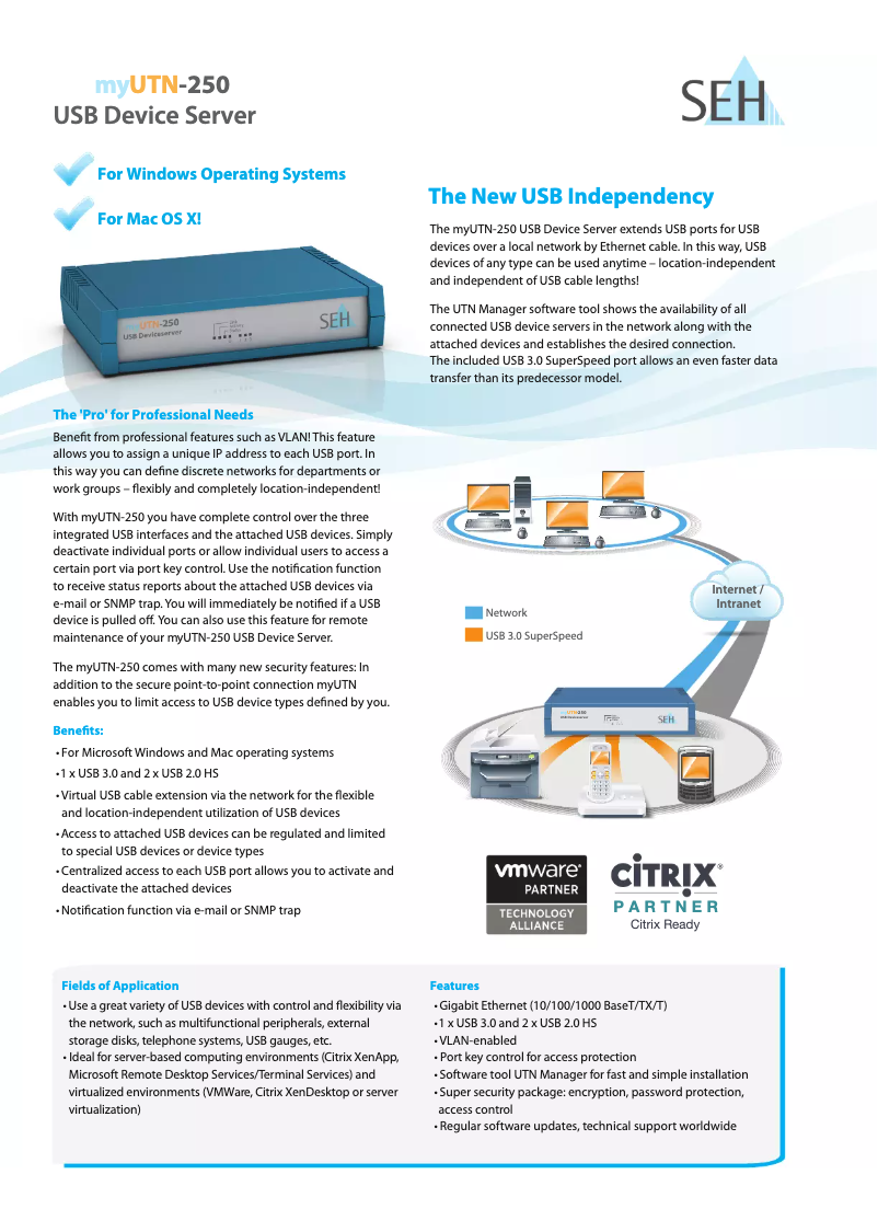 Page 1 de la notice Manuel utilisateur SEH myUTN-250