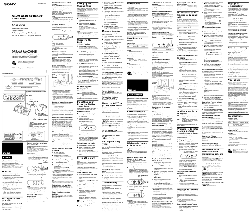 Page 1 de la notice Manuel utilisateur Sony ICF-C275RC