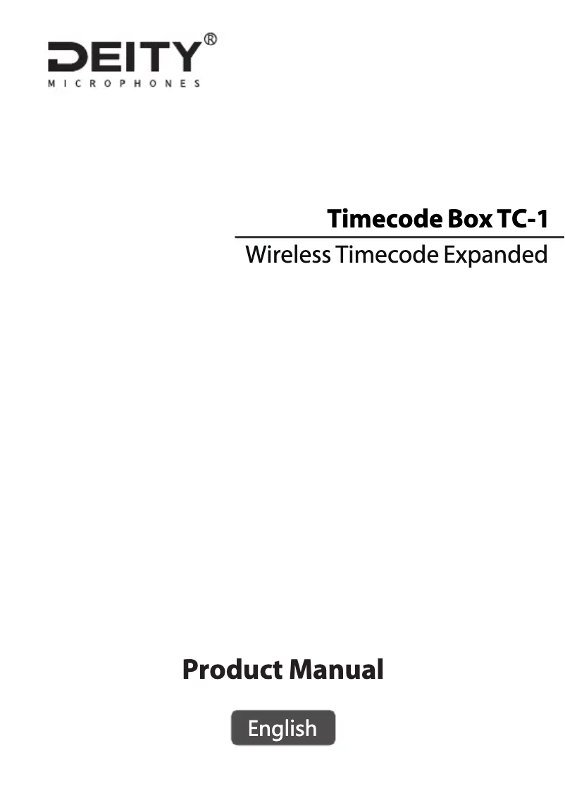 Page n°1 - Manuel utilisateur Deity TC-1