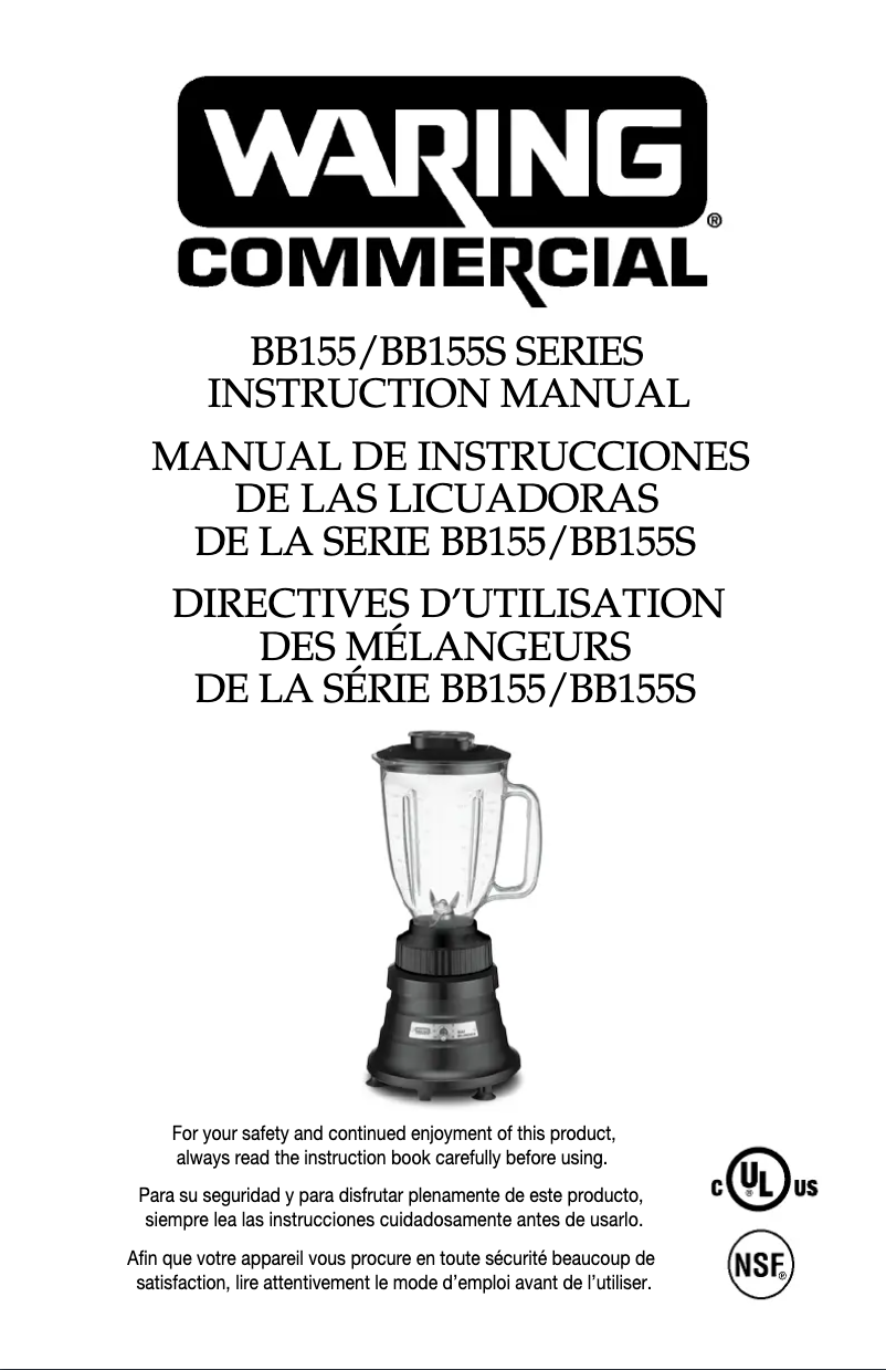 Page 1 de la notice Manuel utilisateur Waring Commercial BB155