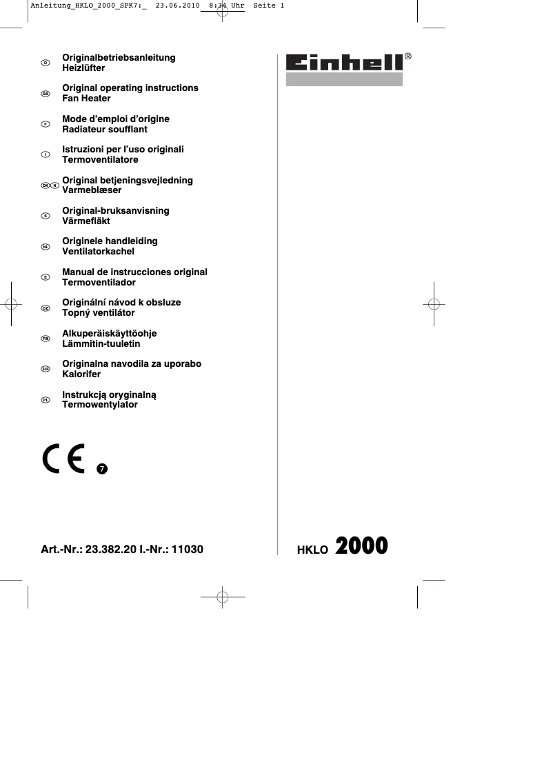 Página 1 del manual Manual de instrucciones Einhell HKLO 2000