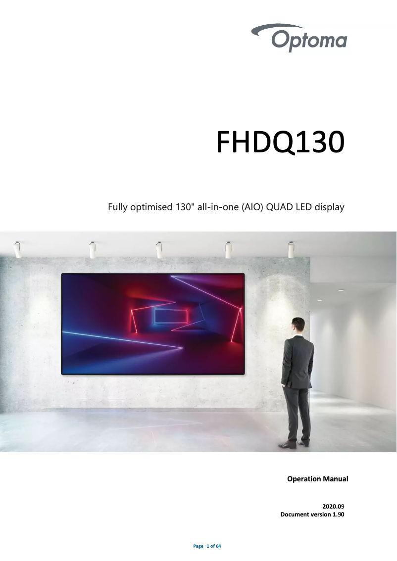 Page n°1 - Manuel utilisateur Optoma FHDQ130