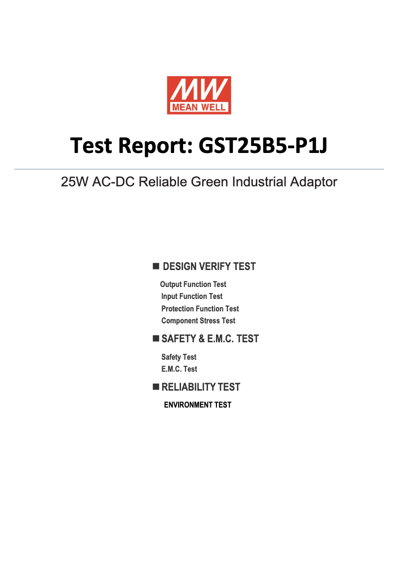 Page 1 de la notice Fiche technique Mean Well GST25B05-P1J