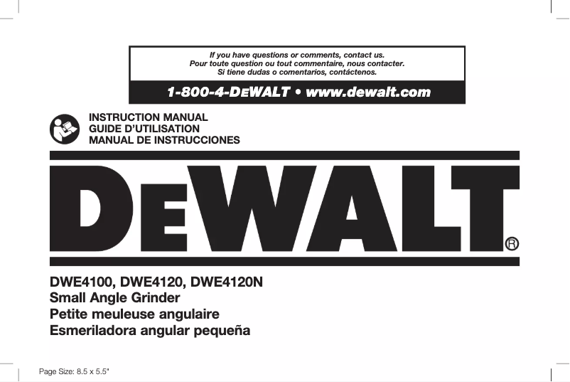 Page n°1 - Manuel utilisateur DeWalt DWE4120