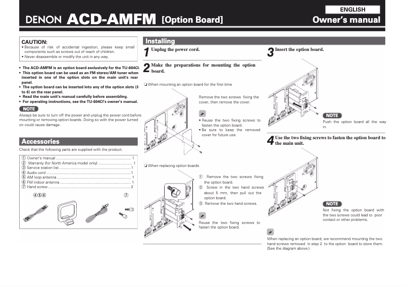 Page 1 de la notice Manuel utilisateur Denon ACD-AMFM