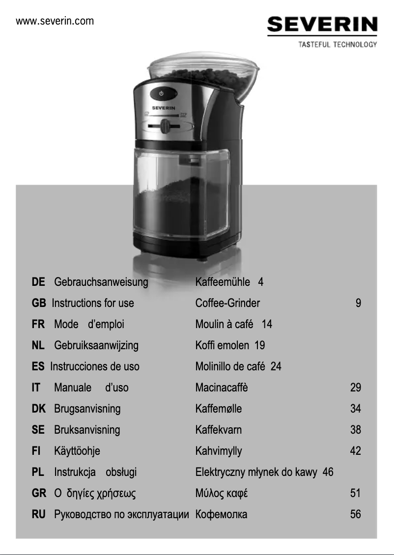 Page 1 de la notice Manuel utilisateur Severin KM 3874