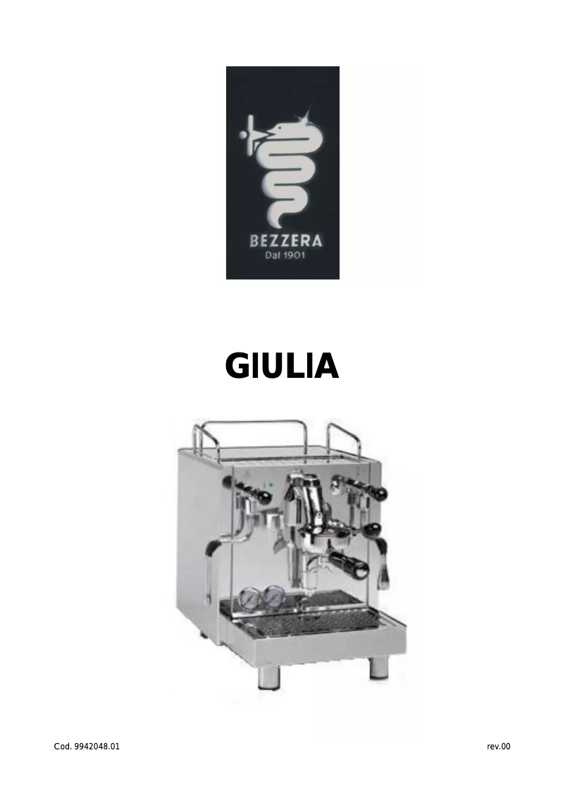 Page 1 de la notice Manuel utilisateur Bezzera Giulia