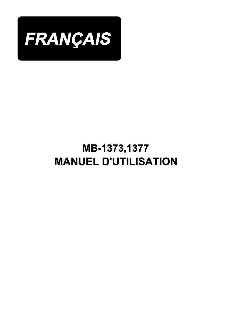 Page n°1 - Manuel utilisateur Juki MB-1373